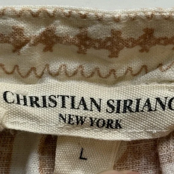 Christian Siriano Linen Blend Floral Square Neck Crochet Blouse Top Shirt Sz L - Picture 7 of 10